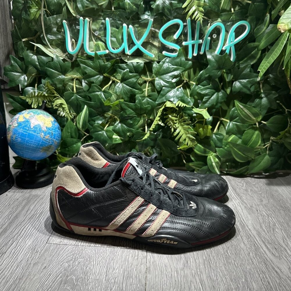 VTG ‘05 Adidas Goodyear Black Leather-Cream-Red Team driving Shoes Men's US 11